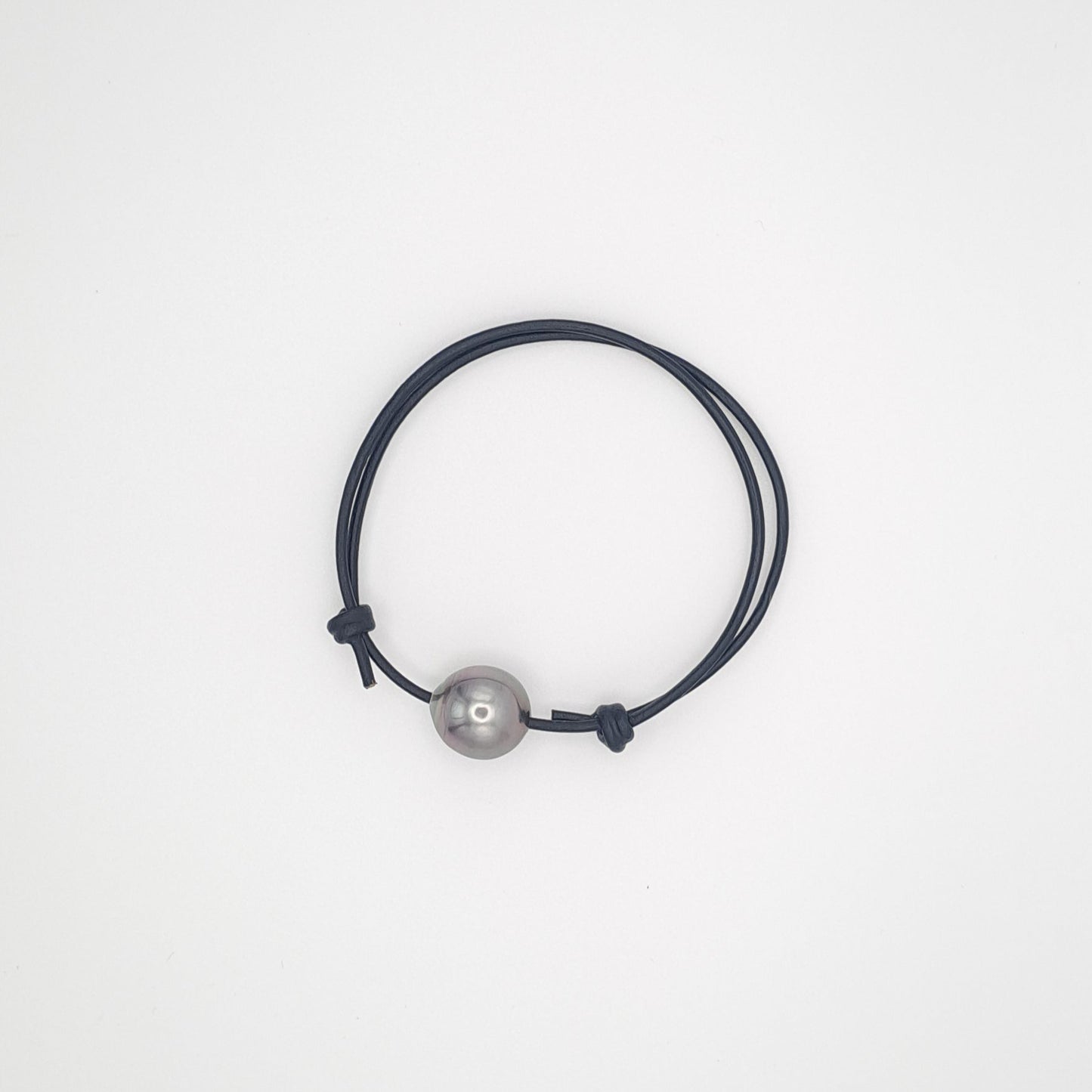 Bracelet en Cuir et Perle de Tahiti Semi-Baroque C (A+)