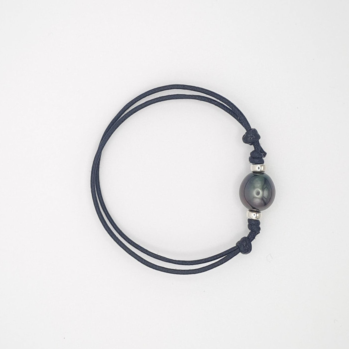 Bracelet en Coton Ciré et Perle de Tahiti Semi-Baroque B (AA)