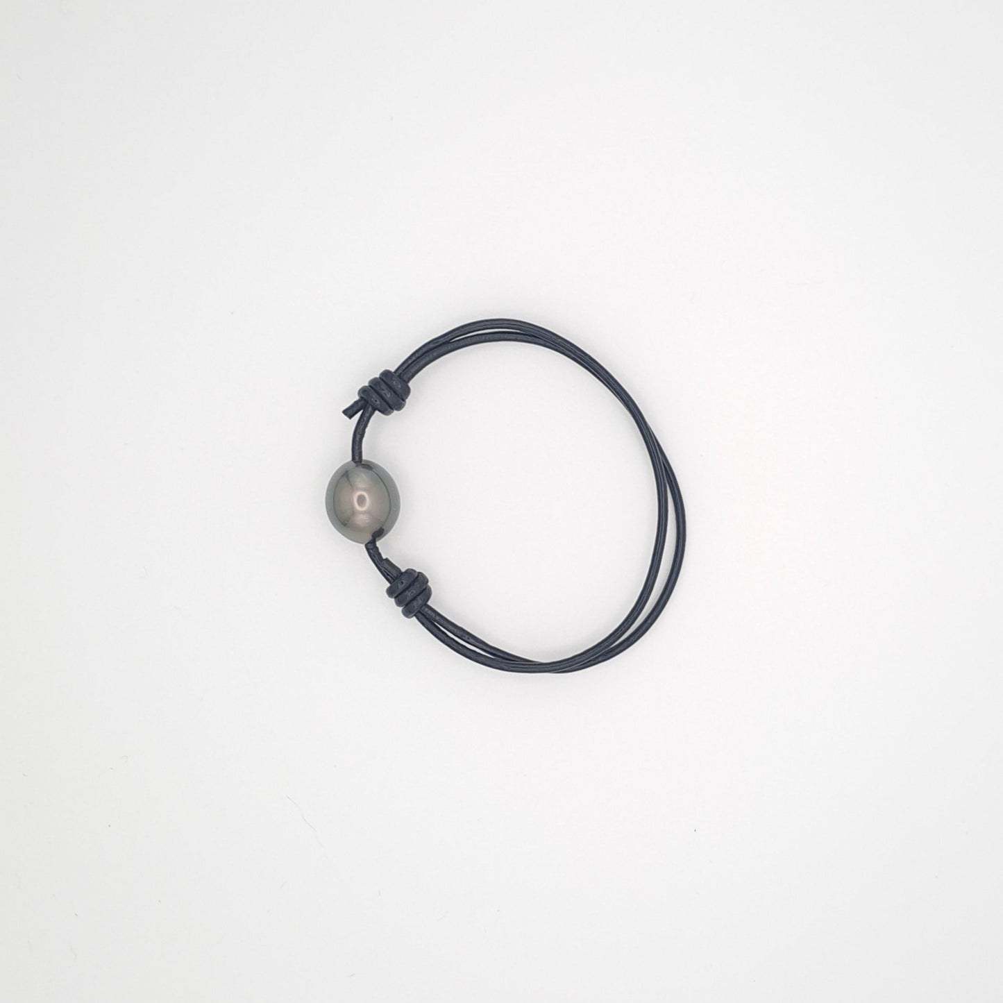 Bracelet en Cuir et Perle de Tahiti Semi-Baroque B/C (AA)