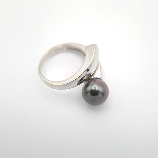 Bague en Argent et Perle de Tahiti Ronde C (A+)