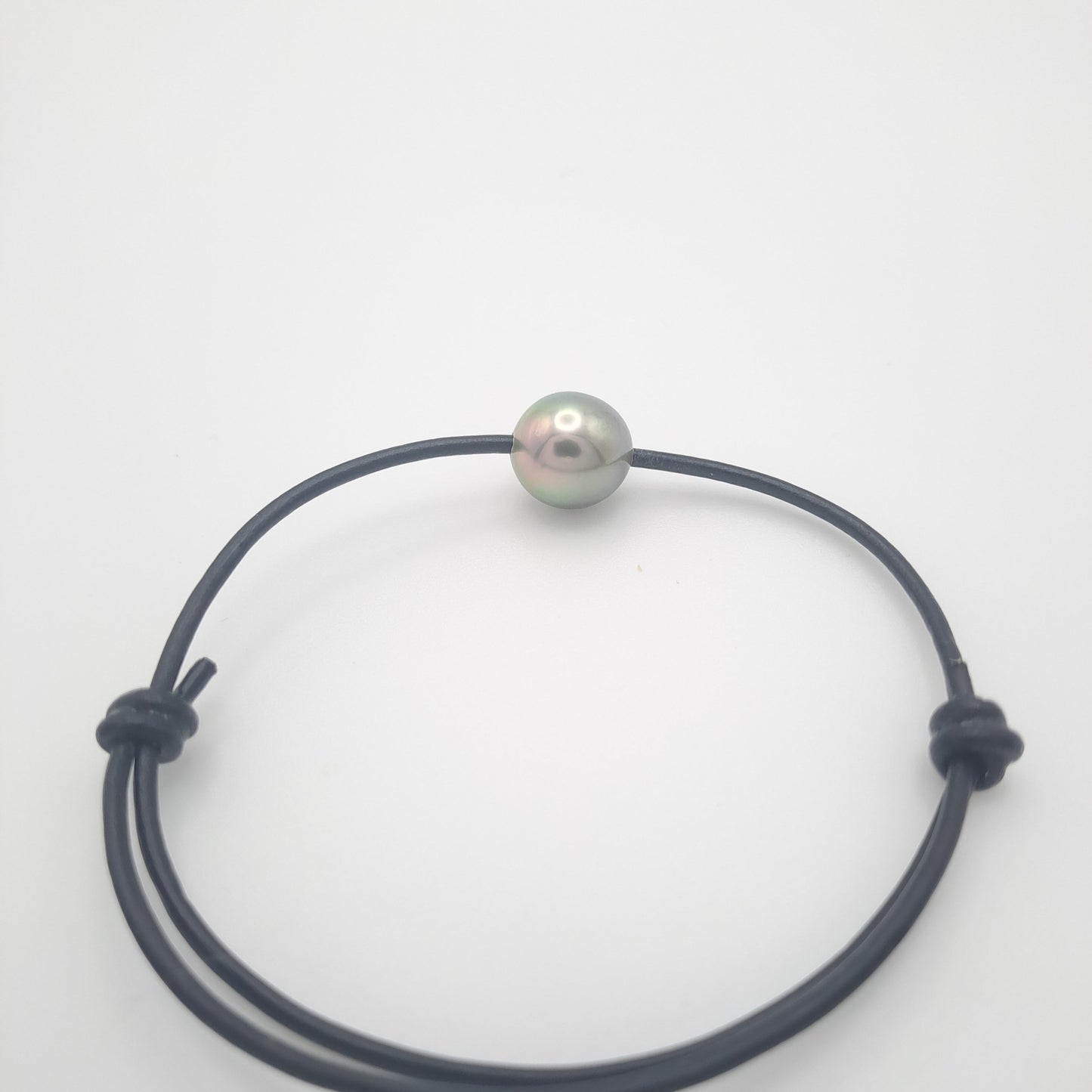 Bracelet en Cuir et 1 Perle de Tahiti Semi-Baroque C TAKOIA PERLES
