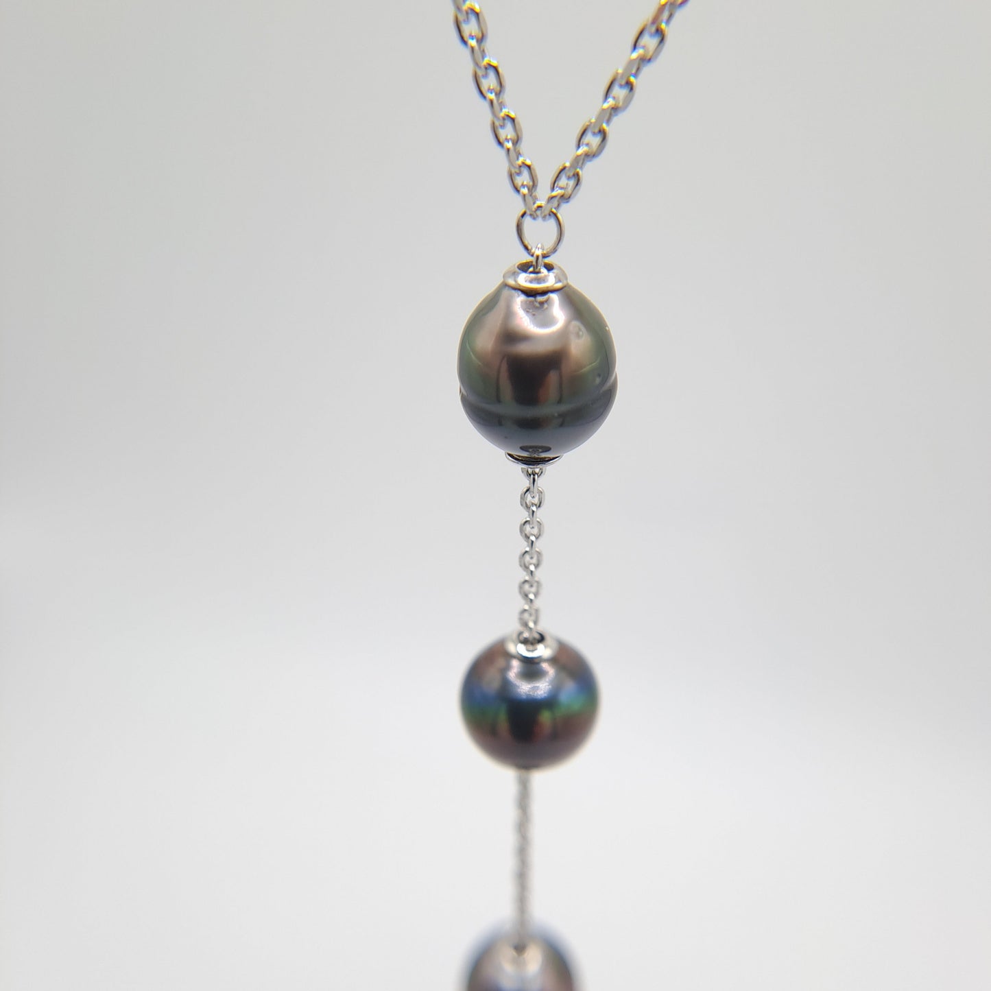 Collier en Argent et 3 Perles de Tahiti - Luxe Polynésien