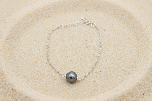 Bracelet Argent et Perle de Tahiti Cerclée