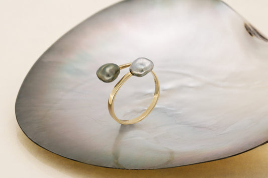 Bague en or 18 carats avec keishis de Tahiti collection MOOREA
