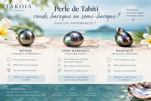 Perle de Tahiti ronde, baroque ou semi-baroque : quelles différences ?