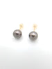 Boucles d'Oreilles en Or 18K et 2 Perles de Tahiti Rondes B/C (AA)