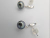 Boucles d'oreilles en Or blanc 18K et 2 Perles de Tahiti Rondes B (AA)