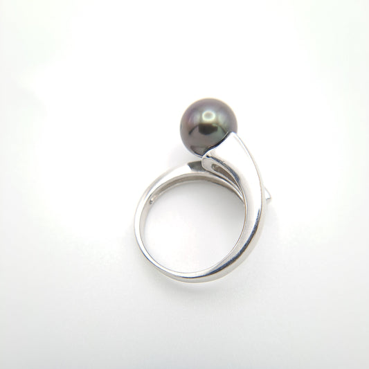 Bague en Argent et Perle de Tahiti Ronde C (A+)