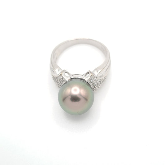 Bague en Argent et Perle de Tahiti Ronde C+ (A+)