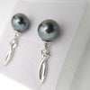 Boucles d'oreilles en Argent et 2 Perles de Tahiti Rondes C (A+)