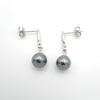 Boucles d'oreilles en Argent et 2 Perles de Tahiti Rondes C (A+)