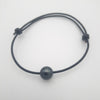 Bracelet en Cuir et Perle de Tahiti Ronde noire D
