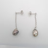 Boucles d'Oreilles en Argent et 2 Keishis de Tahiti - 1.3 gr