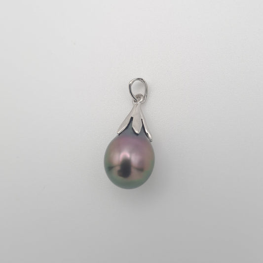 Pendentif en Argent et 1 Perle de Tahiti Semi-Baroque B/C