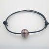 Bracelet en Cuir et 1 Perle de Tahiti Cerclée C