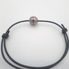 Bracelet en Cuir et 1 Perle de Tahiti Cerclée C