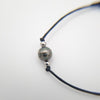 Bracelet en coton ciré et Perle de Tahiti Cerclées C