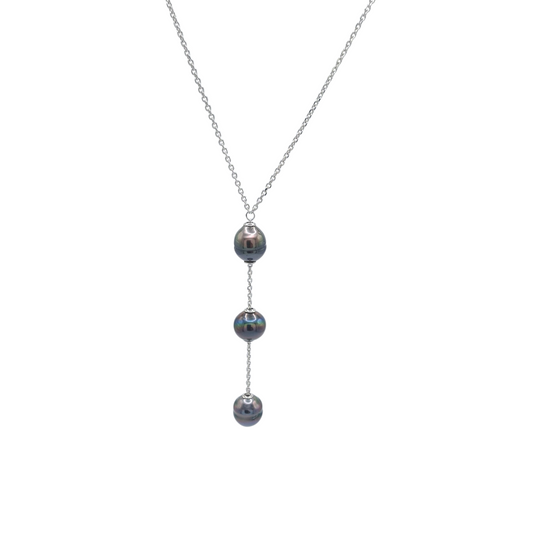 Collier en Argent et 3 Perles de Tahiti - Luxe Polynésien