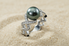 FA'AHI - Bague en argent et perle de Tahiti Ronde
