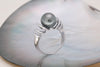 Bague en argent 925 aéré avec perle de Tahiti Collection FAKARAVA