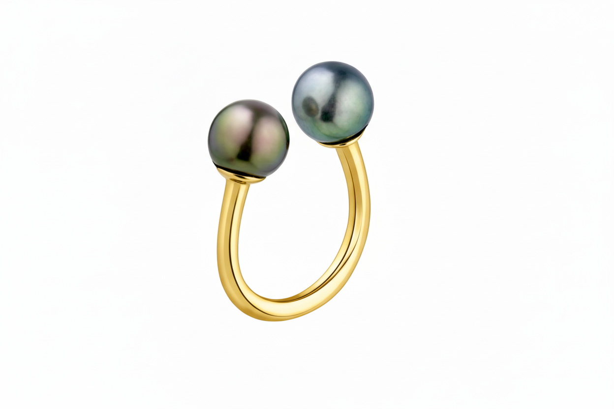 Bague en or et 2 perles de Tahiti