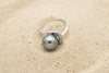 Bague en Argent et Perle de Tahiti Ronde B/C (AA) TAKOIA PERLES