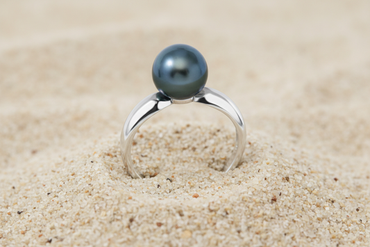 Bague en argent et perle de Tahiti TAKOIA PERLES