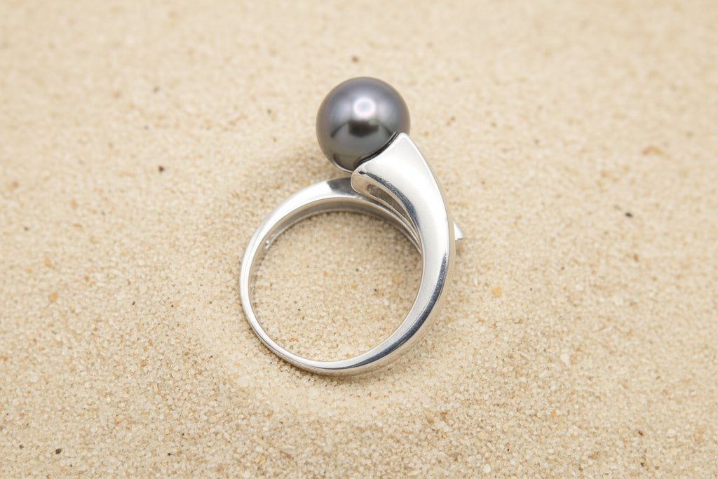 Bague en Argent et Perle de Tahiti Ronde C (A+) TAKOIA PERLES