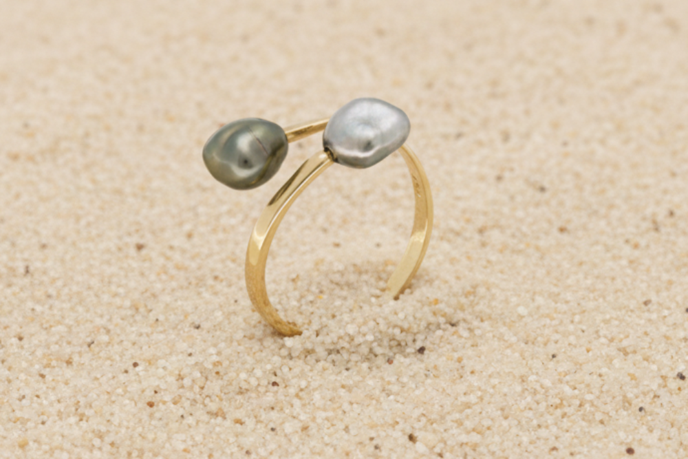 Bague en or avec keishi de Tahiti Collection MOOREA