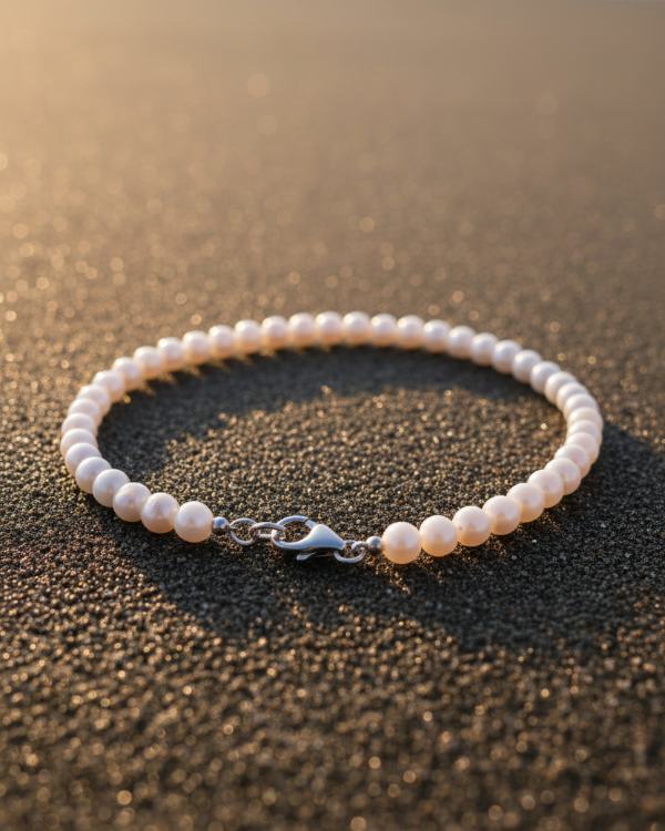 Bracelet perle d'eau douce 4mm avec fermoir en argent