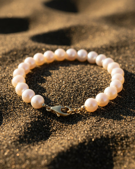 Bracelet perle d'eau douce 7mm avec fermoir en OR