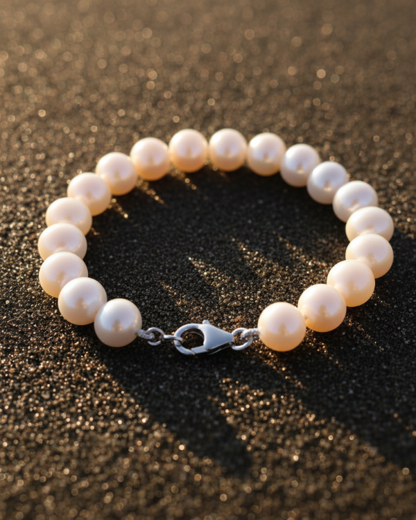 Bracelet perle d'eau douce 8mm avec fermoir en argent