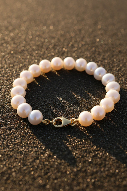 Bracelet perle d'eau douce 8mm avec fermoir en OR