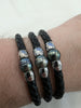 Bracelet in waxed cotton and Circled Tahitian Pearl C