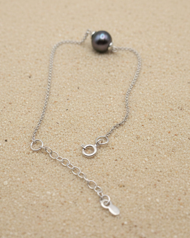 Bracelet en Argent et 1 Perle de Tahiti Cerclées TAKOIA PERLES