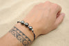 Bracelet en coton ciré et 3 Perles de Tahiti Cerclées B/C TAKOIA PERLES