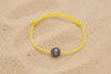 Bracelet in waxed cotton and Circled Tahitian Pearl C
