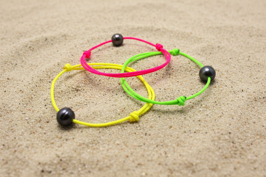 Bracelet perle de Tahiti sur cordon polyester – Bracelet réglable homme ou femme