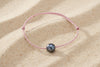 Bracelet in waxed cotton and Circled Tahitian Pearl C