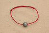Bracelet in waxed cotton and Circled Tahitian Pearl C