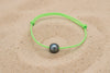 Bracelet in waxed cotton and Circled Tahitian Pearl C