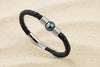 Bracelet en cuir avec perle de Tahiti naturelle LE MAORI