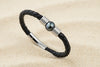 Bracelet en cuir avec perle de Tahiti naturelle LE MAORI