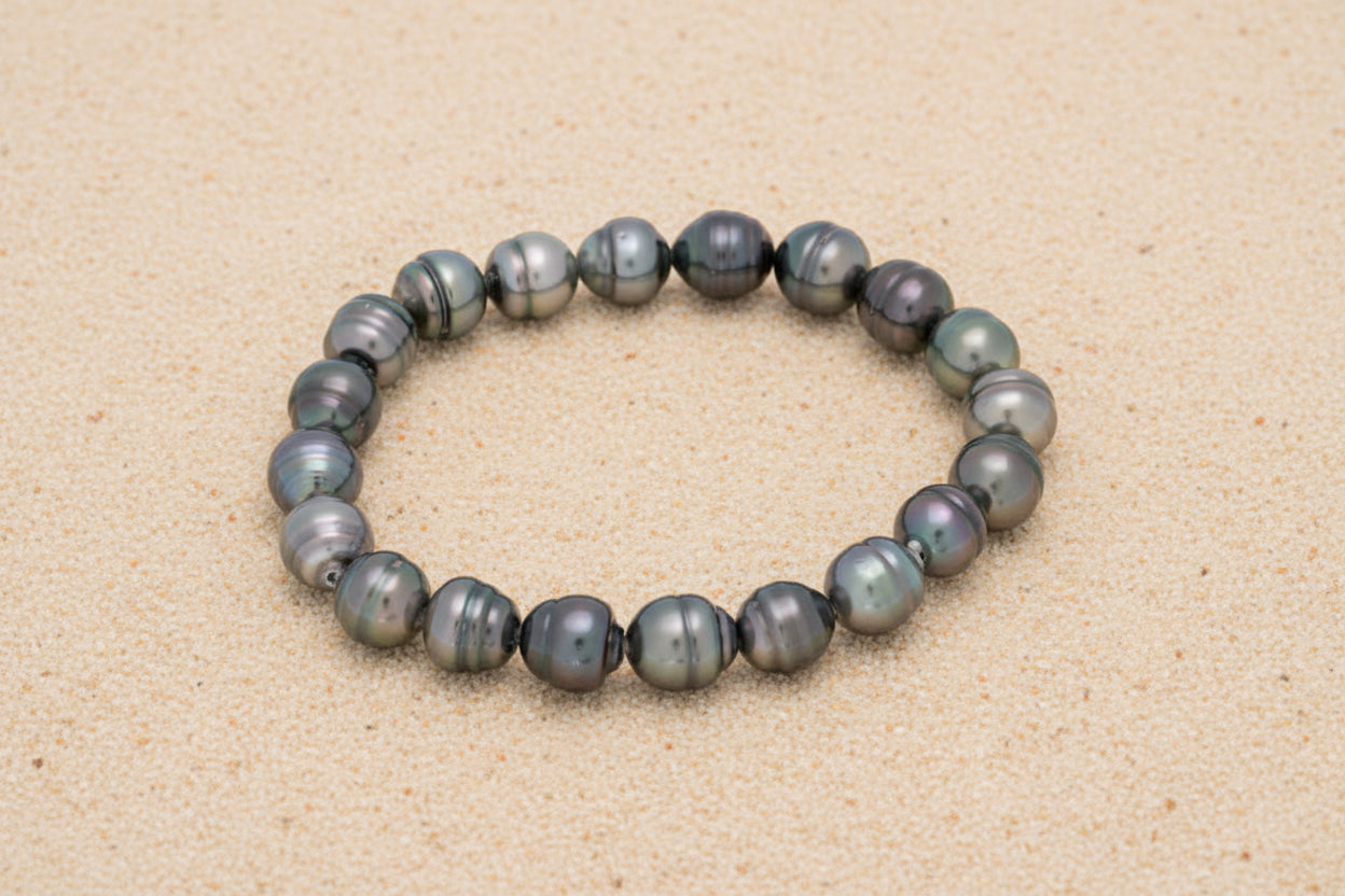 Bracelet élastique avec 20 perles de Tahiti