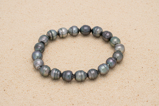 Bracelet élastique avec 20 perles de Tahiti