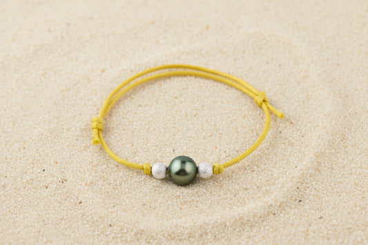 Bracelet enfant jaune avec perle de Tahiti