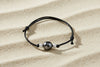 Bracelet enfant noir avec perle de Tahiti