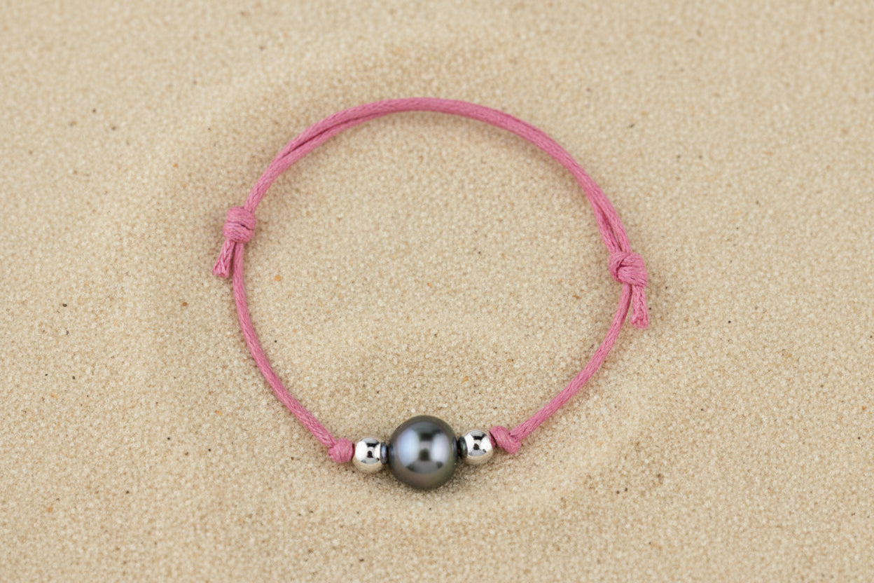 Bracelet enfant rose avec perle de Tahiti
