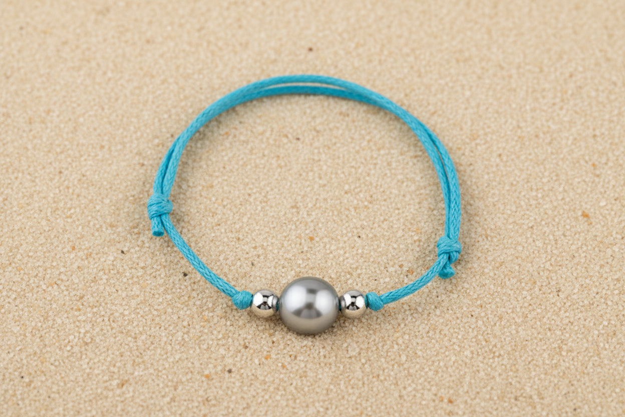 Bracelet enfant turquoise avec perle de Tahiti