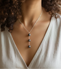 Collier en argent 925 avec 3 perles de Tahiti amovible sur le collier grâce  un système de silicone Collection TORU - TAKOIA PERLES